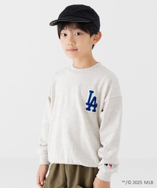 MLB（メジャーリーグベースボール）の「〈MLB〉ワイドシルエット サガラ刺繍ロゴ 裏毛トレーナー（スウェット・キッズ・ブラック/ネイビー/ブラウン/グレー/オートミール・150cm/160cm/90cm/110cm/100cm/120cm/130cm/140cm）」の4枚目の写真