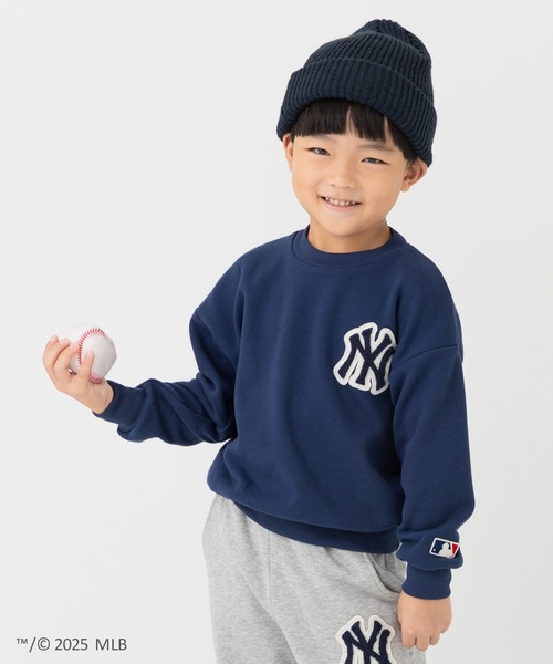 MLB（メジャーリーグベースボール）の「〈MLB〉ワイドシルエット サガラ刺繍ロゴ 裏毛トレーナー（スウェット・キッズ・ブラック/ネイビー/ブラウン/グレー/オートミール・150cm/160cm/90cm/110cm/100cm/120cm/130cm/140cm）」の5枚目の写真