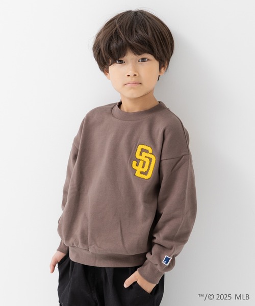 MLB（メジャーリーグベースボール）の「〈MLB〉ワイドシルエット サガラ刺繍ロゴ 裏毛トレーナー（スウェット・キッズ・ブラック/ネイビー/ブラウン/グレー/オートミール・150cm/160cm/90cm/110cm/100cm/120cm/130cm/140cm）」の3枚目の写真