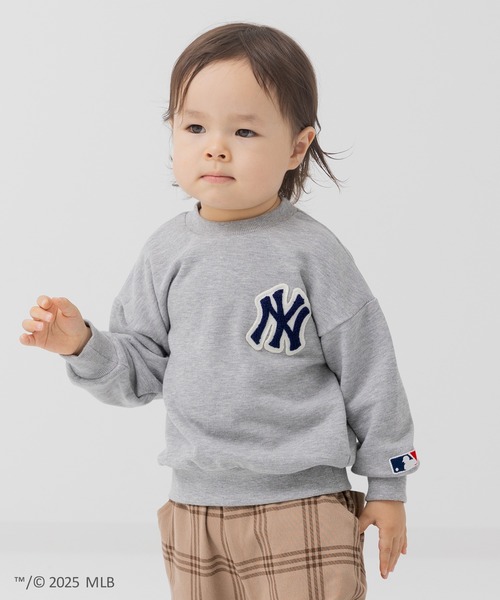 MLB（メジャーリーグベースボール）の「〈MLB〉ワイドシルエット サガラ刺繍ロゴ 裏毛トレーナー（スウェット・キッズ・ブラック/ネイビー/ブラウン/グレー/オートミール・150cm/160cm/90cm/110cm/100cm/120cm/130cm/140cm）」の2枚目の写真