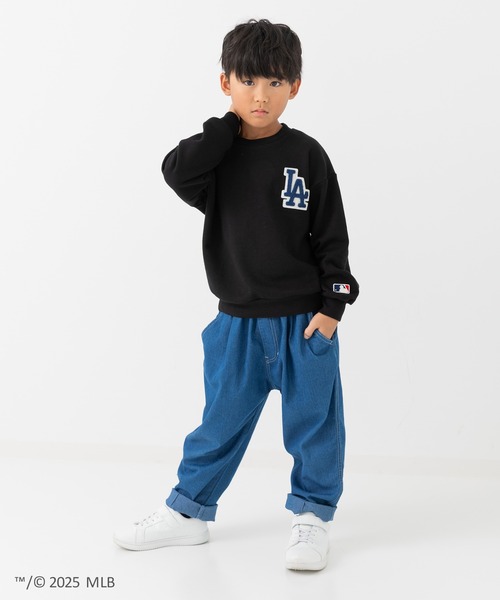 MLB（メジャーリーグベースボール）の「〈MLB〉ワイドシルエット サガラ刺繍ロゴ 裏毛トレーナー（スウェット・キッズ・ブラック/ネイビー/ブラウン/グレー/オートミール・150cm/160cm/90cm/110cm/100cm/120cm/130cm/140cm）」の9枚目の写真