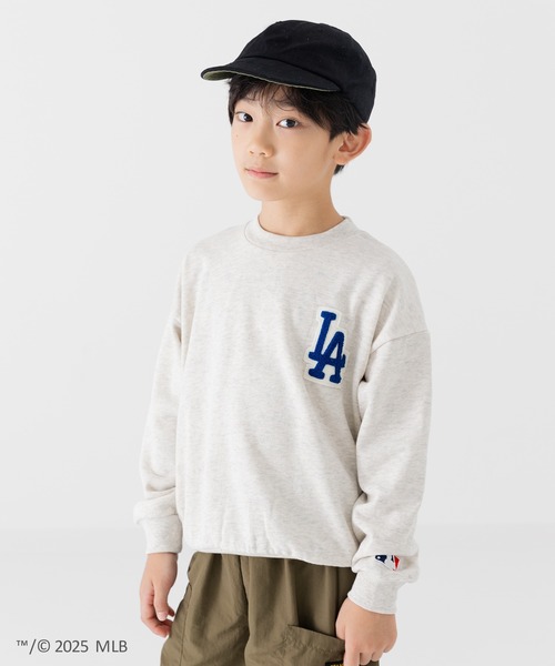 MLB（メジャーリーグベースボール）の「〈MLB〉ワイドシルエット サガラ刺繍ロゴ 裏毛トレーナー（スウェット・キッズ・ブラック/ネイビー/ブラウン/グレー/オートミール・150cm/160cm/90cm/110cm/100cm/120cm/130cm/140cm）」の6枚目の写真