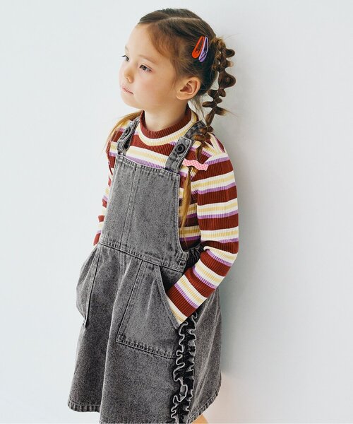 ジュニア対応】サイドフリルデニムジャンスカ（ジャンパー