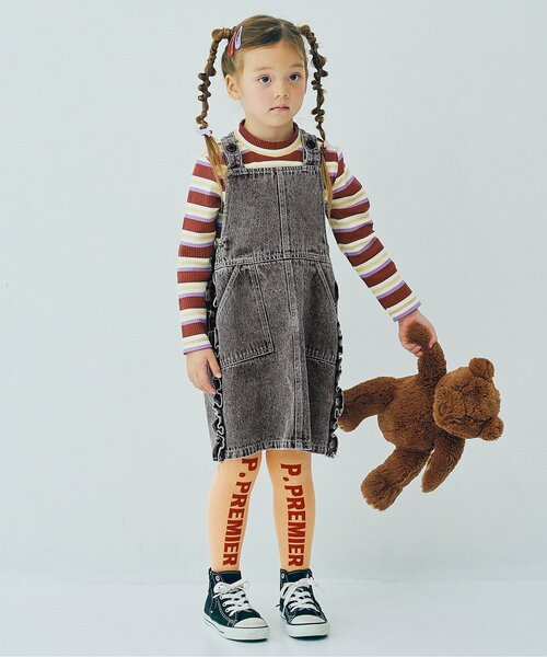 p.premier（ピードットプルミエ）の「【ジュニア対応】サイドフリルデニムジャンスカ（ジャンパースカート・キッズ・ブルー/ブラック・80/90/100/110/120/130/140）」の10枚目の写真