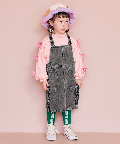 p.premier（ピードットプルミエ）の「【ジュニア対応】サイドフリルデニムジャンスカ（ジャンパースカート・キッズ・ブルー/ブラック・80/90/100/110/120/130/140）」の14枚目の写真