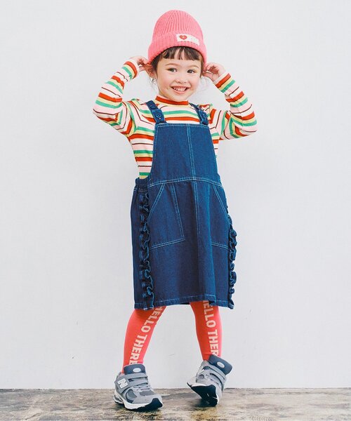 p.premier（ピードットプルミエ）の「【ジュニア対応】サイドフリルデニムジャンスカ（ジャンパースカート・キッズ・ブルー/ブラック・80/90/100/110/120/130/140）」の15枚目の写真