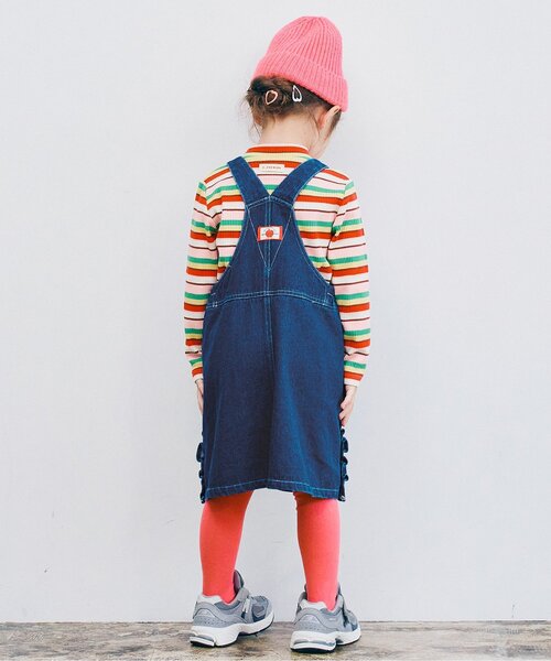 p.premier（ピードットプルミエ）の「【ジュニア対応】サイドフリルデニムジャンスカ（ジャンパースカート・キッズ・ブルー/ブラック・80/90/100/110/120/130/140）」の16枚目の写真