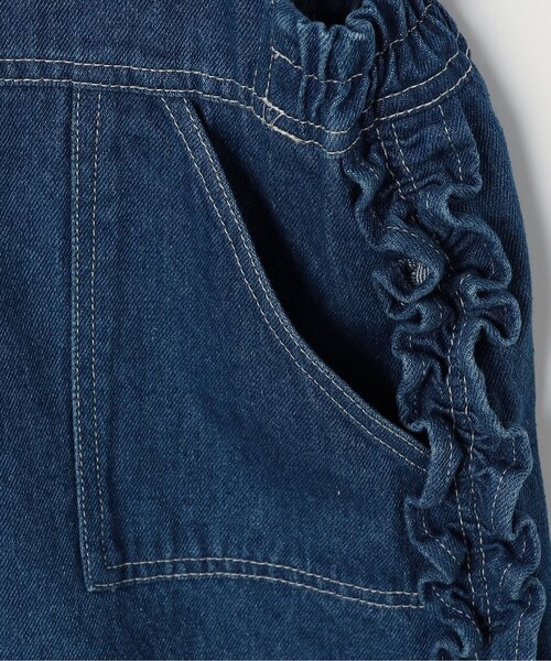 p.premier（ピードットプルミエ）の「【ジュニア対応】サイドフリルデニムジャンスカ（ジャンパースカート・キッズ・ブルー/ブラック・80/90/100/110/120/130/140）」の9枚目の写真