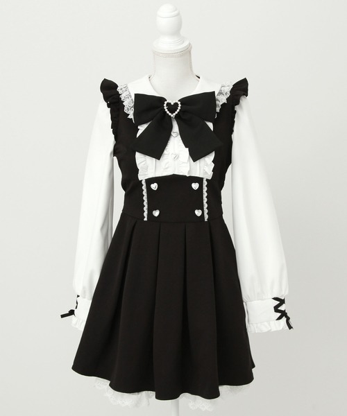 ドッキング風フリルハートリボンワンピース（ワンピース）｜DearMyLove