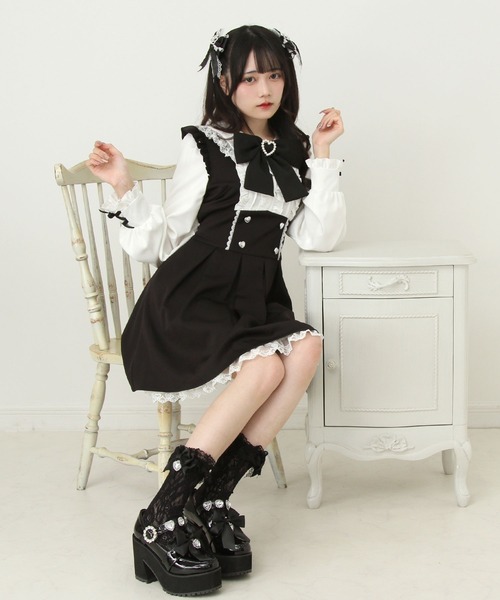 ドッキング風フリルハートリボンワンピース（ワンピース）｜DearMyLove