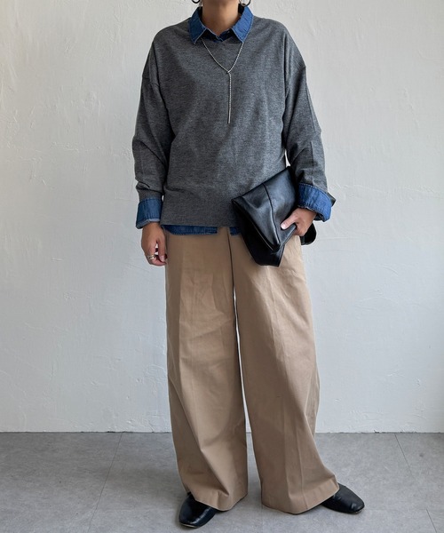 LBC(エルビーシー)の「ソフトタッチアイレットVネックプルオーバー(ニット/セーター・レディース・グレー/ミント/カーキブラウン/ワインレッド・M/L)」の18枚目の写真