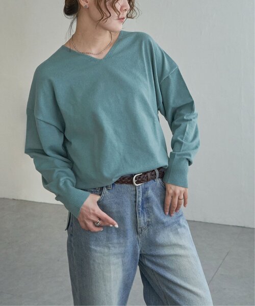 LBC(エルビーシー)の「ソフトタッチアイレットVネックプルオーバー(ニット/セーター・レディース・グレー/ミント/カーキブラウン/ワインレッド・M/L)」の19枚目の写真