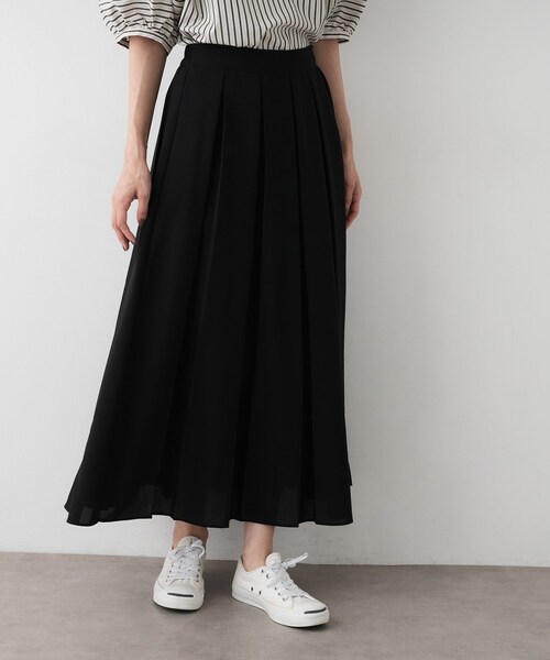 Dessin（デッサン）の「【洗える】ボックスプリーツスカート（スカート・レディース・ブラック/チャコールグレー/ダークウッド・01/02/03）」の4枚目の写真