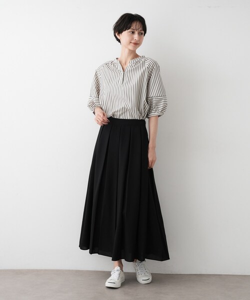 Dessin（デッサン）の「【洗える】ボックスプリーツスカート（スカート・レディース・ブラック/チャコールグレー/ダークウッド・01/02/03）」の6枚目の写真