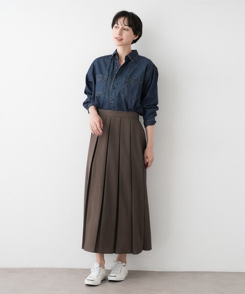 Dessin（デッサン）の「【洗える】ボックスプリーツスカート（スカート・レディース・ブラック/チャコールグレー/ダークウッド・01/02/03）」の10枚目の写真