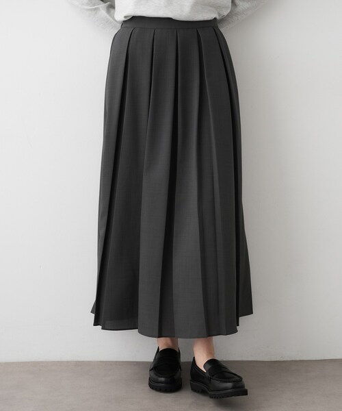 Dessin（デッサン）の「【洗える】ボックスプリーツスカート（スカート・レディース・ブラック/チャコールグレー/ダークウッド・01/02/03）」の12枚目の写真