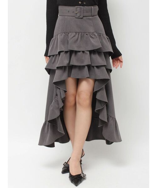 レア RESEXXY ランダムフリルボリュームスカート チャコールグレー セール】ランダムフリルボリュームスカート（スカート）｜RESEXXY