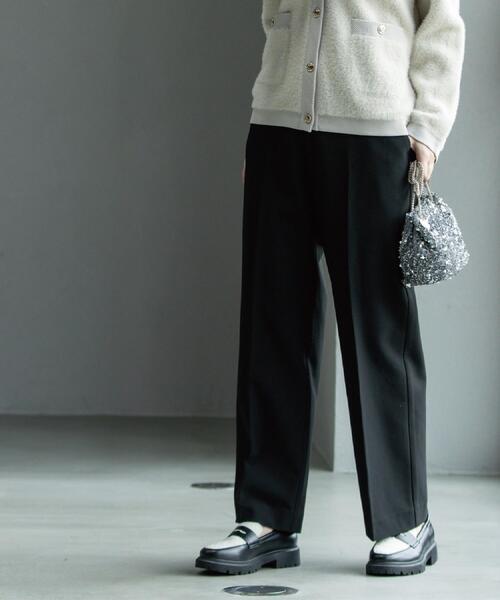 OPAQUE.CLIP（オペークドットクリップ）の「ウォームタッチ ワイドパンツ【洗濯機洗OK/ストレッチ】≪SS～LL≫（その他パンツ・レディース・ブラック系/ブラック/オフホワイト・38/40/36/34/42）」の3枚目の写真