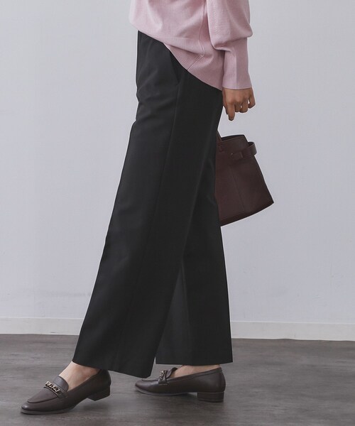OPAQUE.CLIP（オペークドットクリップ）の「ウォームタッチ ワイドパンツ【洗濯機洗OK/ストレッチ】≪SS～LL≫（その他パンツ・レディース・ブラック系/ブラック/オフホワイト・38/40/36/34/42）」の5枚目の写真