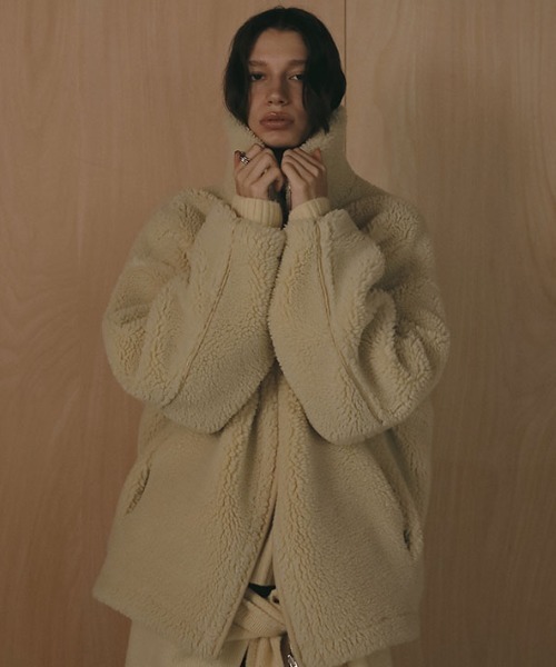 ETRE TOKYO リバーシブルボアブルゾン　レザー　ジャケット ETRE TOKYO◇リバーシブルボアブルゾン/S/フェイクレザー/BEG/無地