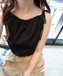 Reurie' | リボンストラップトップ(ayaka select) / シャツ ブラウス ノースリーブ リボン シンプル カジュアル ギャザー 夏(シャツ/ブラウス)