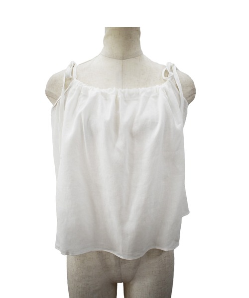 Reurie'(レウリィ)の「リボンストラップトップ(ayaka select) / シャツ ブラウス ノースリーブ リボン シンプル カジュアル ギャザー 夏(シャツ/ブラウス・レディース・ブラック/ホワイト・FREE)」の5枚目の写真
