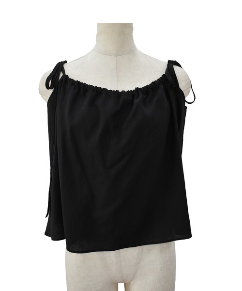 Reurie'(レウリィ)の「リボンストラップトップ(ayaka select) / シャツ ブラウス ノースリーブ リボン シンプル カジュアル ギャザー 夏(シャツ/ブラウス・レディース・ブラック/ホワイト・FREE)」の14枚目の写真