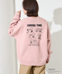 限定展開 PEANUTS/ピーナッツ 別注 バックプリント クルーネックスウェット/SUPPER
