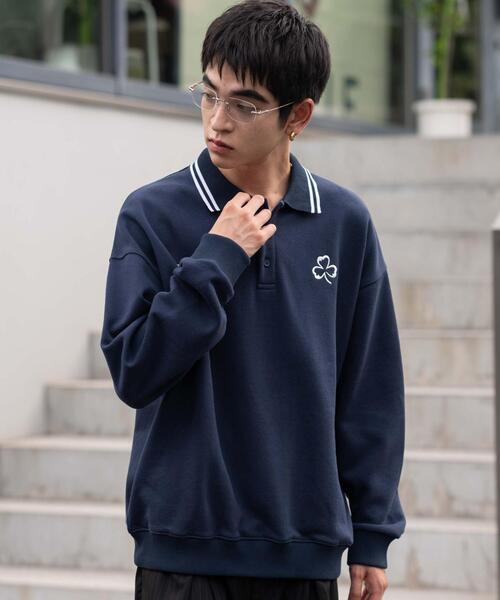 WEGO(ウィゴー)の「WEGO/モチーフロゴポロスウェット(スウェット・メンズ・ネイビー/ブラック/アイボリー・MEDIUM/LARGE)」の3枚目の写真