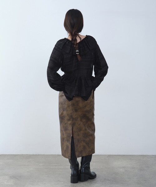 CODE A(コードエー)の「garin sleek skirt(スカート・レディース・ブラウン系・34/36/38)」の9枚目の写真
