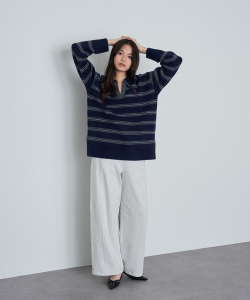 ボーダースキッパーポロ刺繍ニット（ニット/セーター）｜RAY