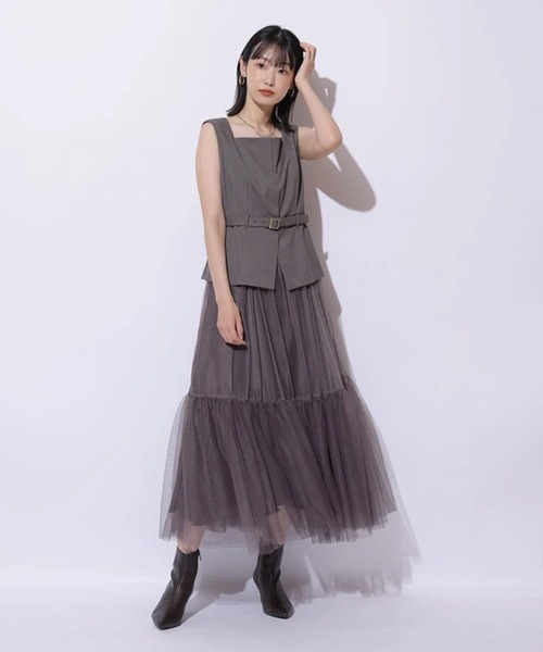 17【新品タグ付】 Mystrada ラメレースドッキングワンピース　ブルー 17【新品タグ付】 Mystrada ラメレースドッキングワンピース ブルー