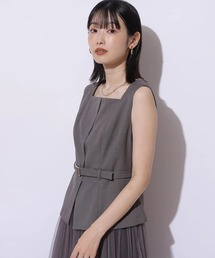 Mystrada ジレドッキングワンピース （特殊ホワイト） Mystrada（マイストラーダ）の「ジレドッキングワンピース（ワンピース
