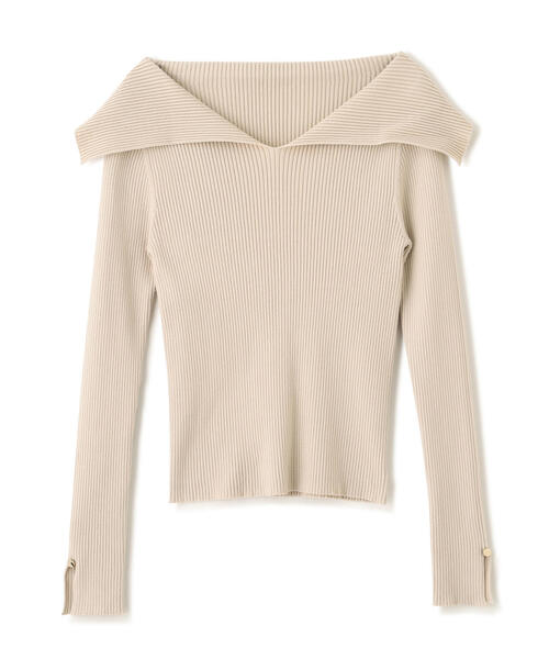 PROPORTION BODY DRESSING(プロポーションボディドレッシング)の「オープンカラーリブニット / 1215270015(ニット/セーター・レディース・ピンク/パープル/ベージュ・FREE)」の4枚目の写真