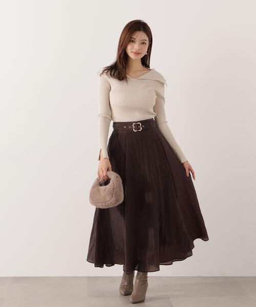 PROPORTION BODY DRESSING(プロポーションボディドレッシング)の「オープンカラーリブニット / 1215270015(ニット/セーター・レディース・ピンク/パープル/ベージュ・FREE)」の11枚目の写真