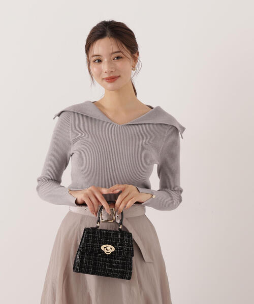 PROPORTION BODY DRESSING(プロポーションボディドレッシング)の「オープンカラーリブニット / 1215270015(ニット/セーター・レディース・ピンク/パープル/ベージュ・FREE)」の14枚目の写真