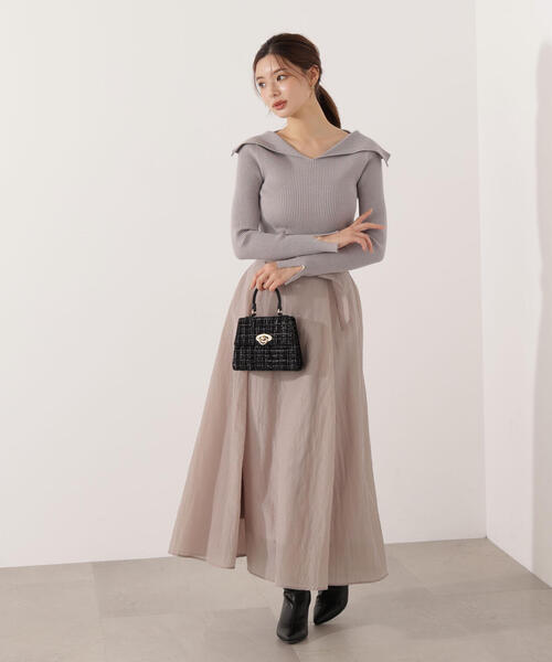 PROPORTION BODY DRESSING(プロポーションボディドレッシング)の「オープンカラーリブニット / 1215270015(ニット/セーター・レディース・ピンク/パープル/ベージュ・FREE)」の17枚目の写真
