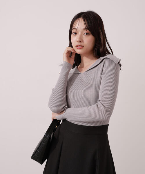 PROPORTION BODY DRESSING(プロポーションボディドレッシング)の「オープンカラーリブニット / 1215270015(ニット/セーター・レディース・ピンク/パープル/ベージュ・FREE)」の18枚目の写真