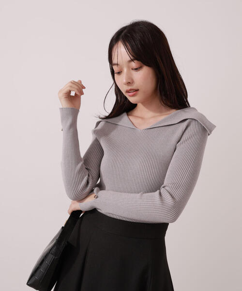 PROPORTION BODY DRESSING(プロポーションボディドレッシング)の「オープンカラーリブニット / 1215270015(ニット/セーター・レディース・ピンク/パープル/ベージュ・FREE)」の20枚目の写真