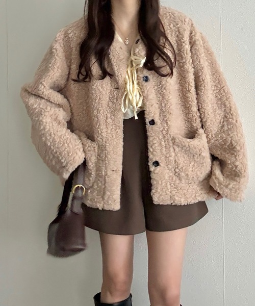 Cham.（チャム）の「もこもこボアブルゾン（ブルゾン・レディース・ベージュ・F）」の6枚目の写真