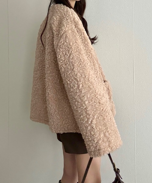 Cham.（チャム）の「もこもこボアブルゾン（ブルゾン・レディース・ベージュ・F）」の9枚目の写真