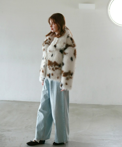 mic by Olu.（ミックバイオルドット）の「ビッグカラーファージャケット（その他アウター・レディース・その他・FREE）」の4枚目の写真