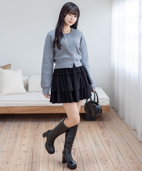 clear（クリア）の「ドット柄ジャガードニットカーディガン［大人 カジュアル 着回し力抜群］（カーディガン/ボレロ・レディース・レッド/ブラック/グレー・F）」の22枚目の写真