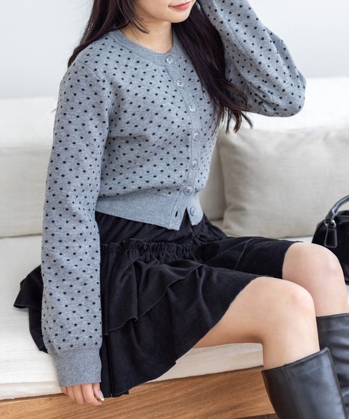 clear（クリア）の「ドット柄ジャガードニットカーディガン［大人 カジュアル 着回し力抜群］（カーディガン/ボレロ・レディース・レッド/ブラック/グレー・F）」の21枚目の写真