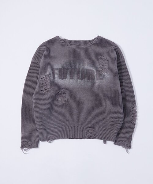 WHO'S WHO gallery(フーズフーギャラリー)の「DISTRESSED SPRAY LOGO KNIT/ダメージスプレーロゴニット(ニット/セーター・レディース・グレー/ブルー/ダークブラウン・FREE)」の18枚目の写真