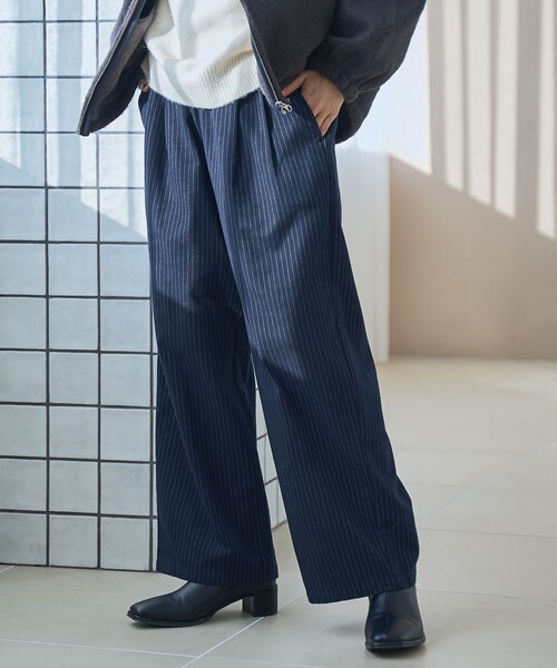 TRストライプタックワイドパンツ（スラックス）｜coen（コーエン）の