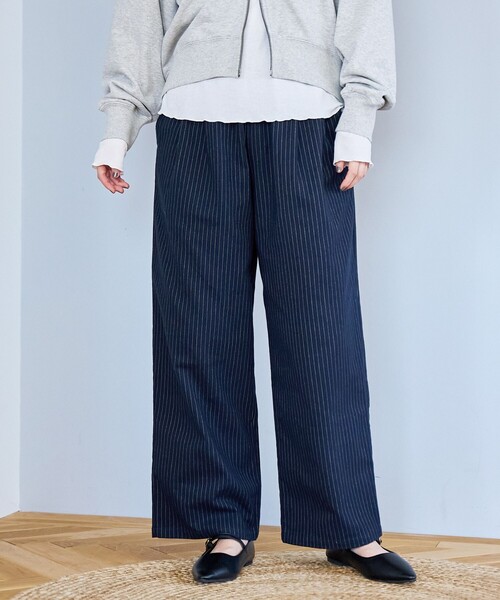 セール】TRストライプタックワイドパンツ（スラックス）｜coen