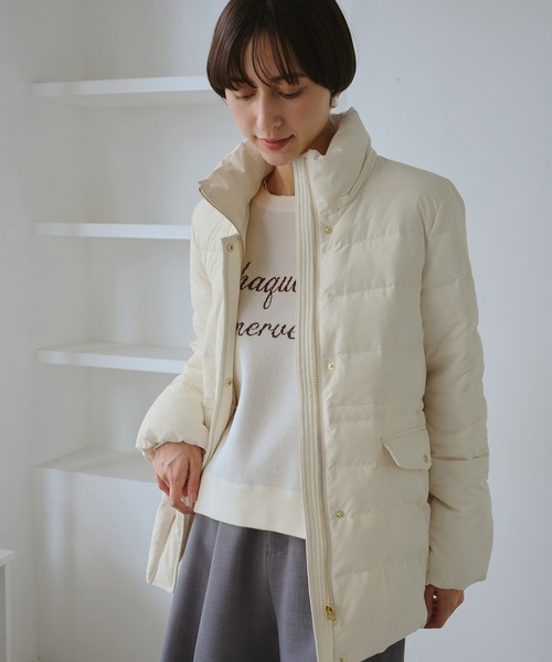 ROPE' PICNIC（ロペピクニック）の「【GREEN DOWN/グリーンダウン】ファー付きダウンミドル丈コート/リンクコーデ（ダウンジャケット/コート・レディース・オフホワイト/ブラック/ネイビー・M/S）」の11枚目の写真