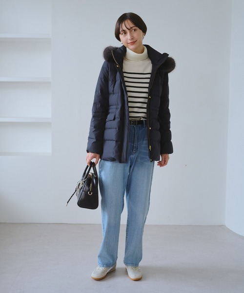 ROPE' PICNIC（ロペピクニック）の「【GREEN DOWN/グリーンダウン】ファー付きダウンミドル丈コート/リンクコーデ（ダウンジャケット/コート・レディース・オフホワイト/ブラック/ネイビー・M/S）」の10枚目の写真