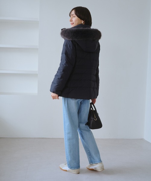 ROPE' PICNIC（ロペピクニック）の「【GREEN DOWN/グリーンダウン】ファー付きダウンミドル丈コート/リンクコーデ（ダウンジャケット/コート・レディース・オフホワイト/ブラック/ネイビー・M/S）」の13枚目の写真